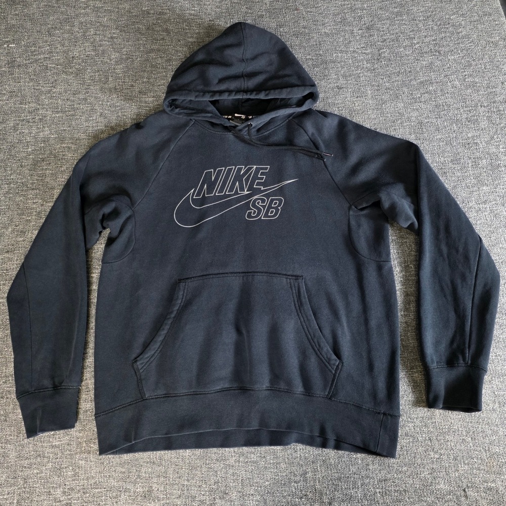 Nike SB Icon Hoodie Mens Medium Black Reflective Logo Pullover 707741-010